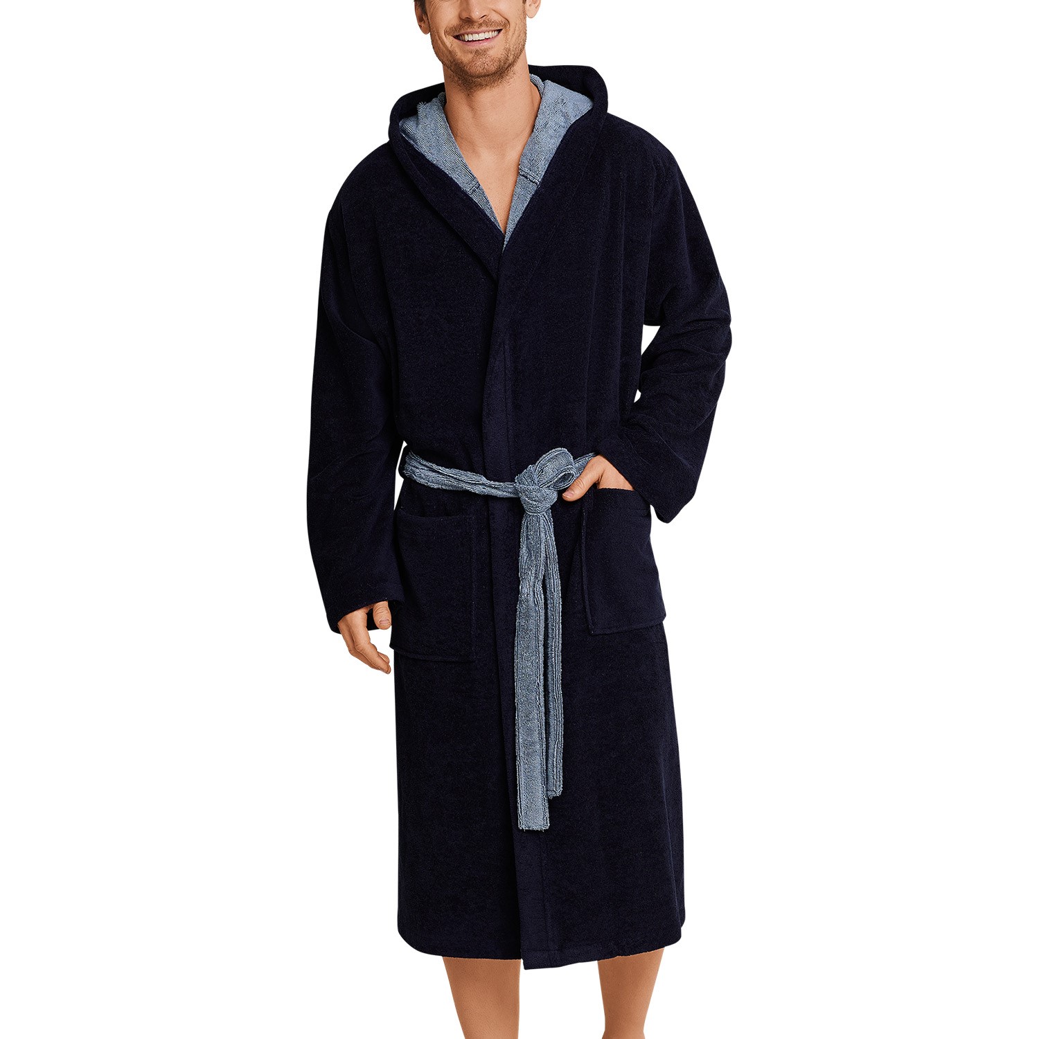 Schiesser Essentials Velvet and Terry Bathrobe