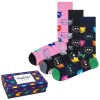 3-Pakning Happy Socks Mixed Cat Socks Gift Box