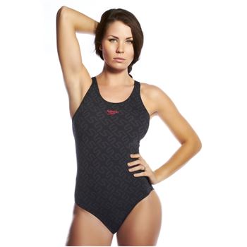 Speedo Monogram Pullback Swimsuit Black