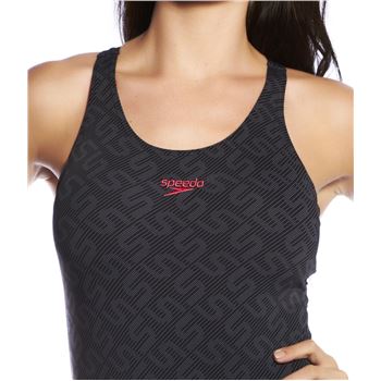 Speedo Monogram Pullback Swimsuit Black