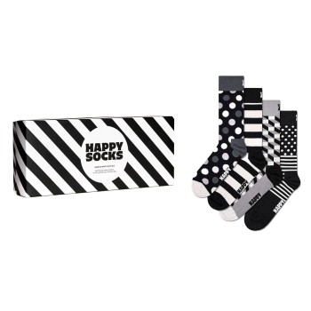4-Pak Happy Socks Black and White Gift Box