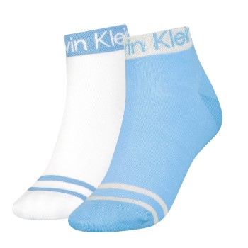2-Pakning Calvin Klein Logo Welt Quarter Socks 