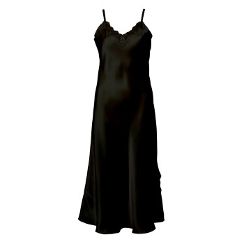 Lady Avenue Pure Silk Long Nightgown With Lace