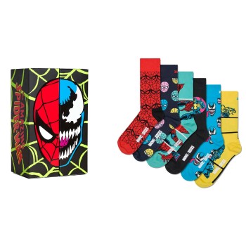 6-Pak Happy Socks Marvel Spider Man and Venom Gift Set