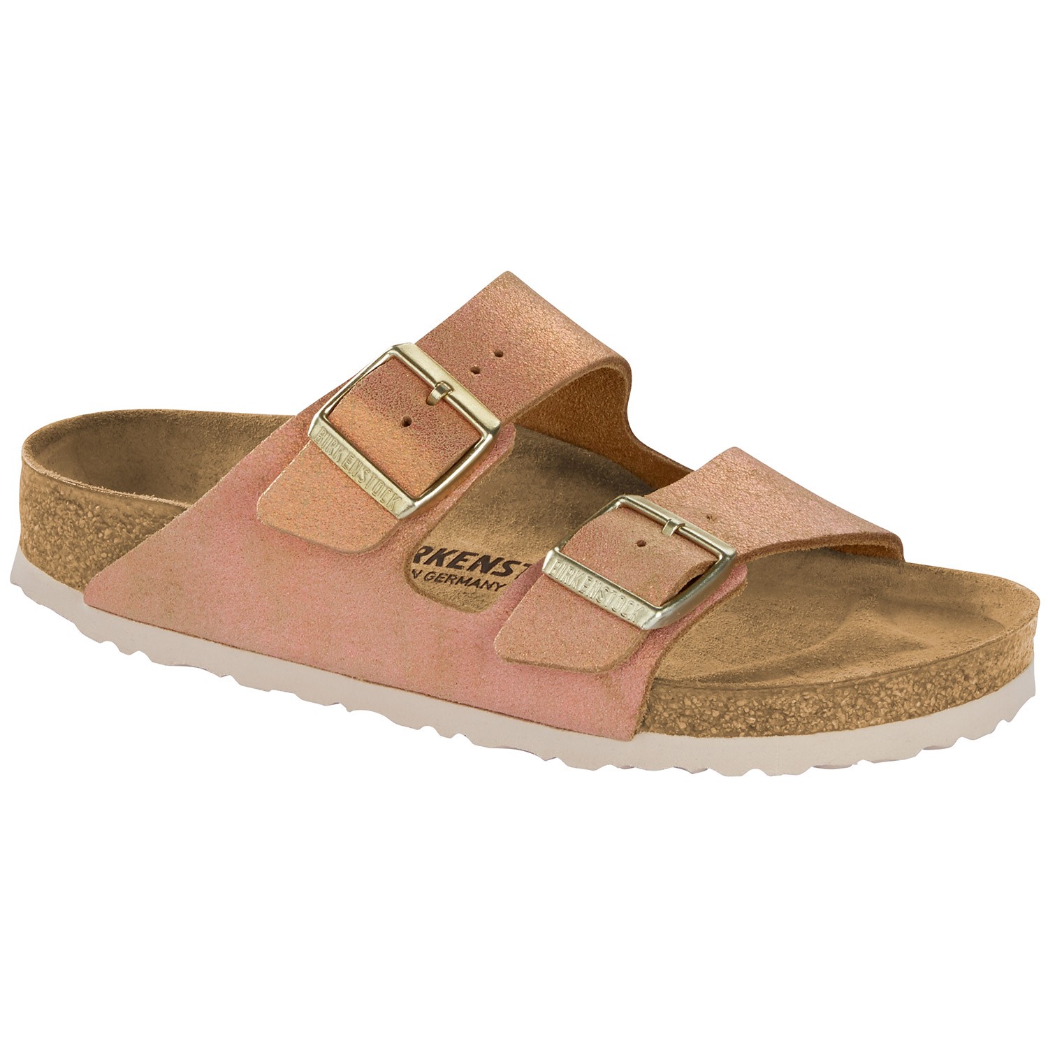 Birkenstock Arizona Leather Washed Metallic Ljusrosa