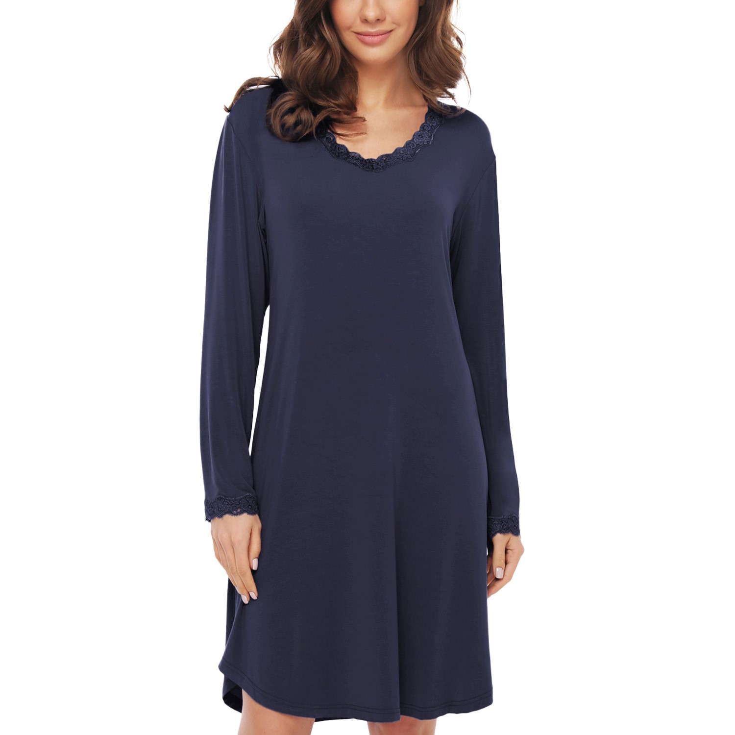 Lady Avenue Bamboo Nightdress With Long Sleeve Marin